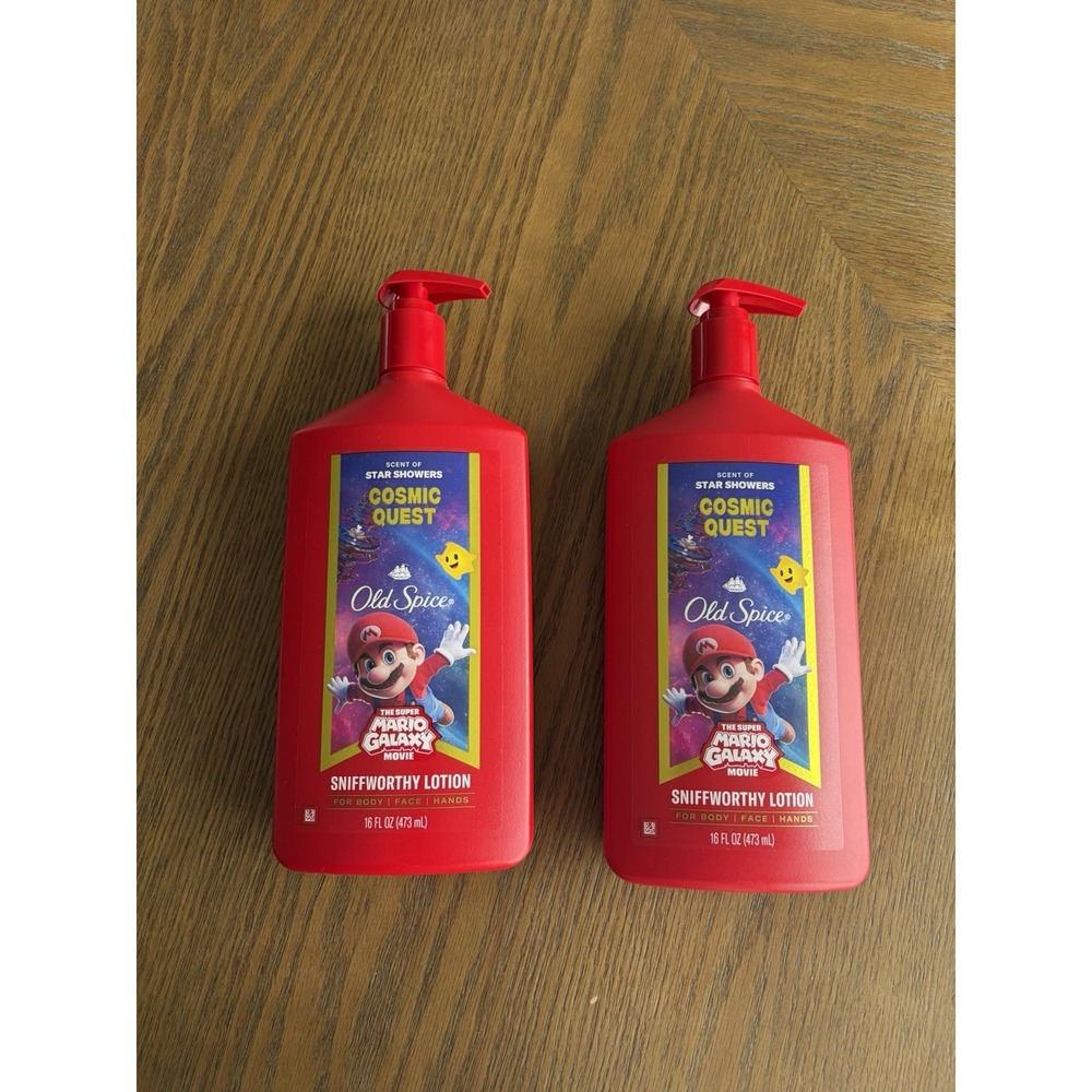 Old Spice Lotion, Cosmic Quest 💫 Super Mario Galaxy Movie🍿16oz lot of 2